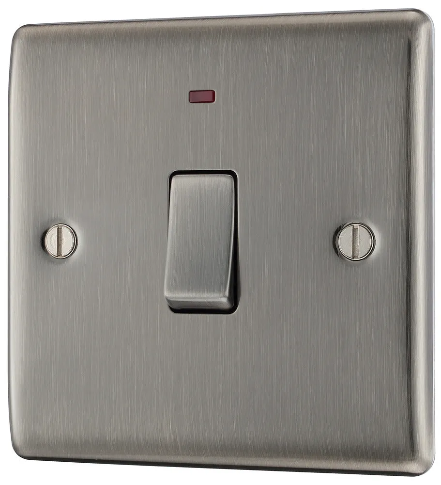BG NBI31 Nexus Metal 20A DP Switch   Neon - Brushed Iridium