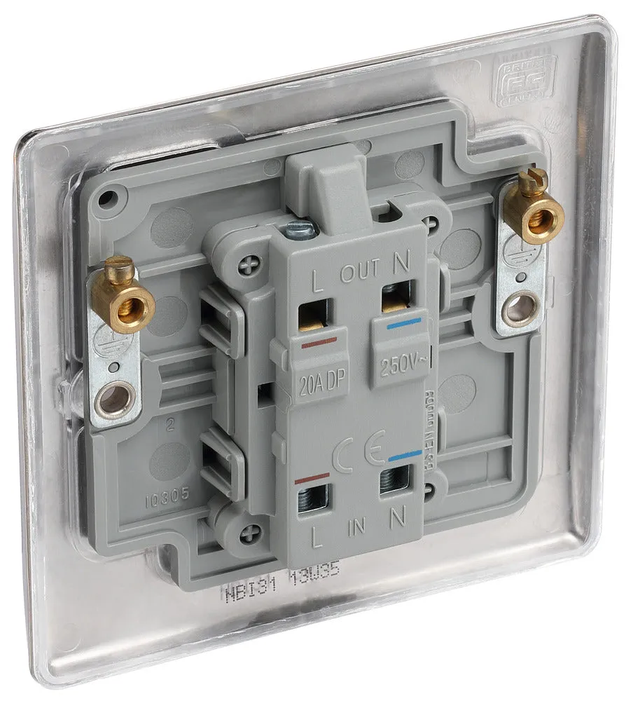 BG NBI31 Nexus Metal 20A DP Switch   Neon - Brushed Iridium
