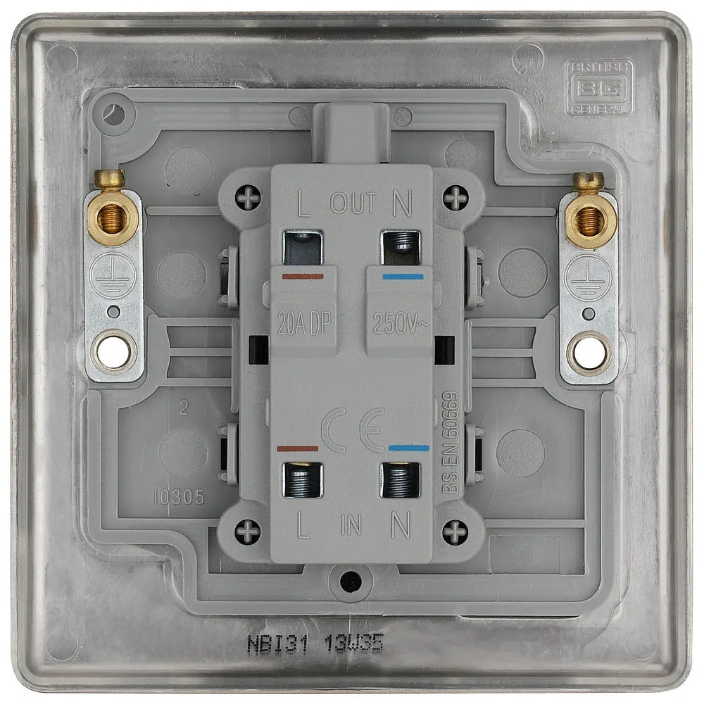 BG NBI31 Nexus Metal 20A DP Switch   Neon - Brushed Iridium