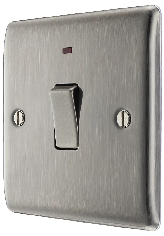 BG NBI31 Nexus Metal 20A DP Switch   Neon - Brushed Iridium
