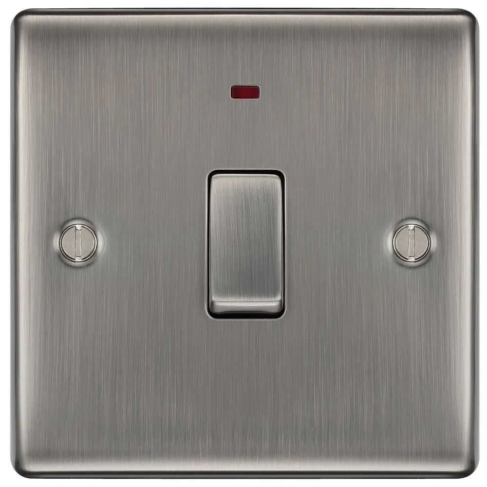 BG NBI31 Nexus Metal 20A DP Switch   Neon - Brushed Iridium