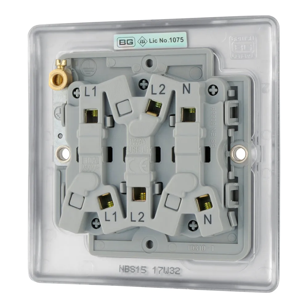 BG NBS15 Nexus Metal Fan Isolator Switch TP 10A - Brushed Steel