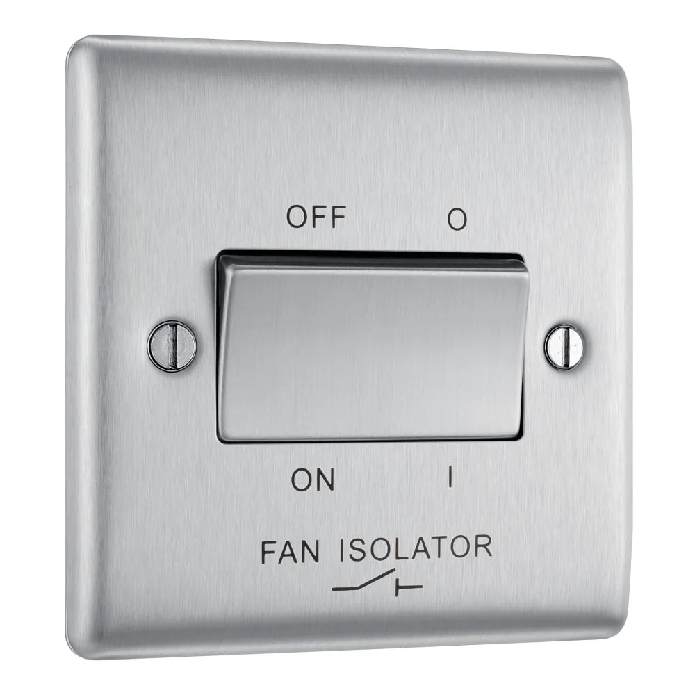 BG NBS15 Nexus Metal Fan Isolator Switch TP 10A - Brushed Steel