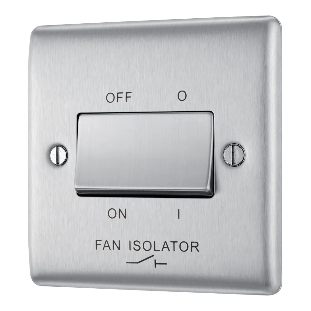 BG NBS15 Nexus Metal Fan Isolator Switch TP 10A - Brushed Steel