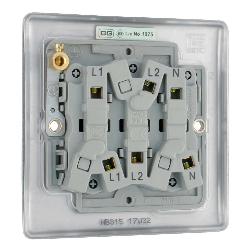 BG NBS15 Nexus Metal Fan Isolator Switch TP 10A - Brushed Steel