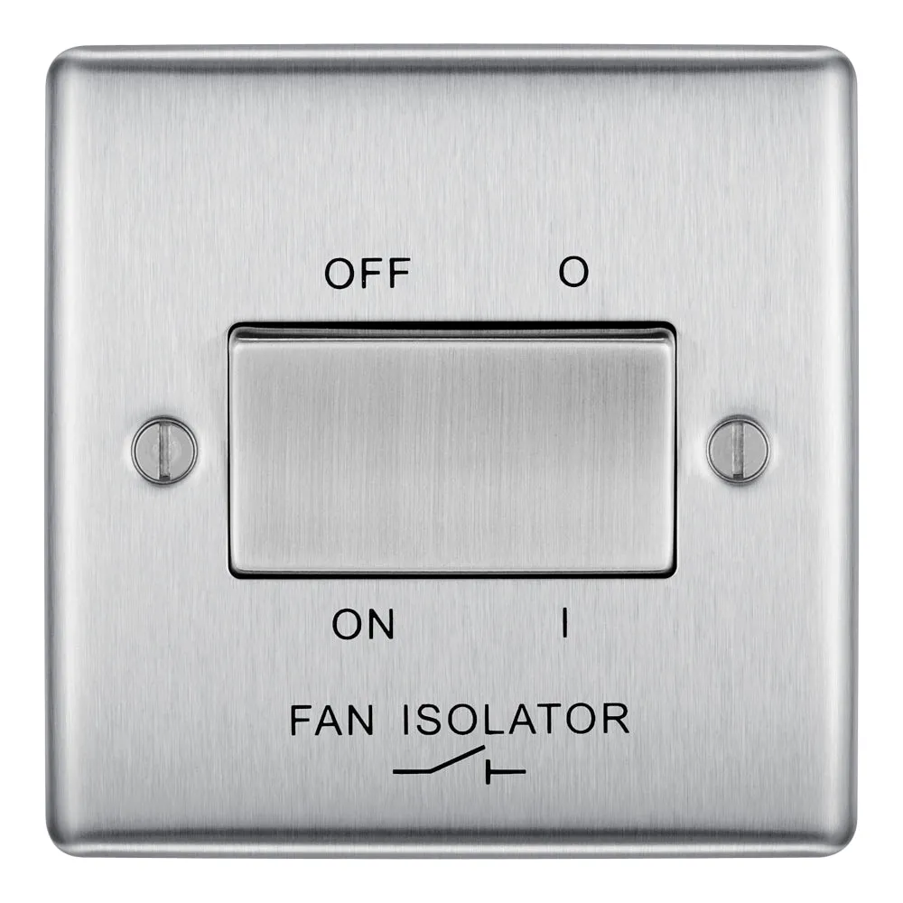 BG NBS15 Nexus Metal Fan Isolator Switch TP 10A - Brushed Steel