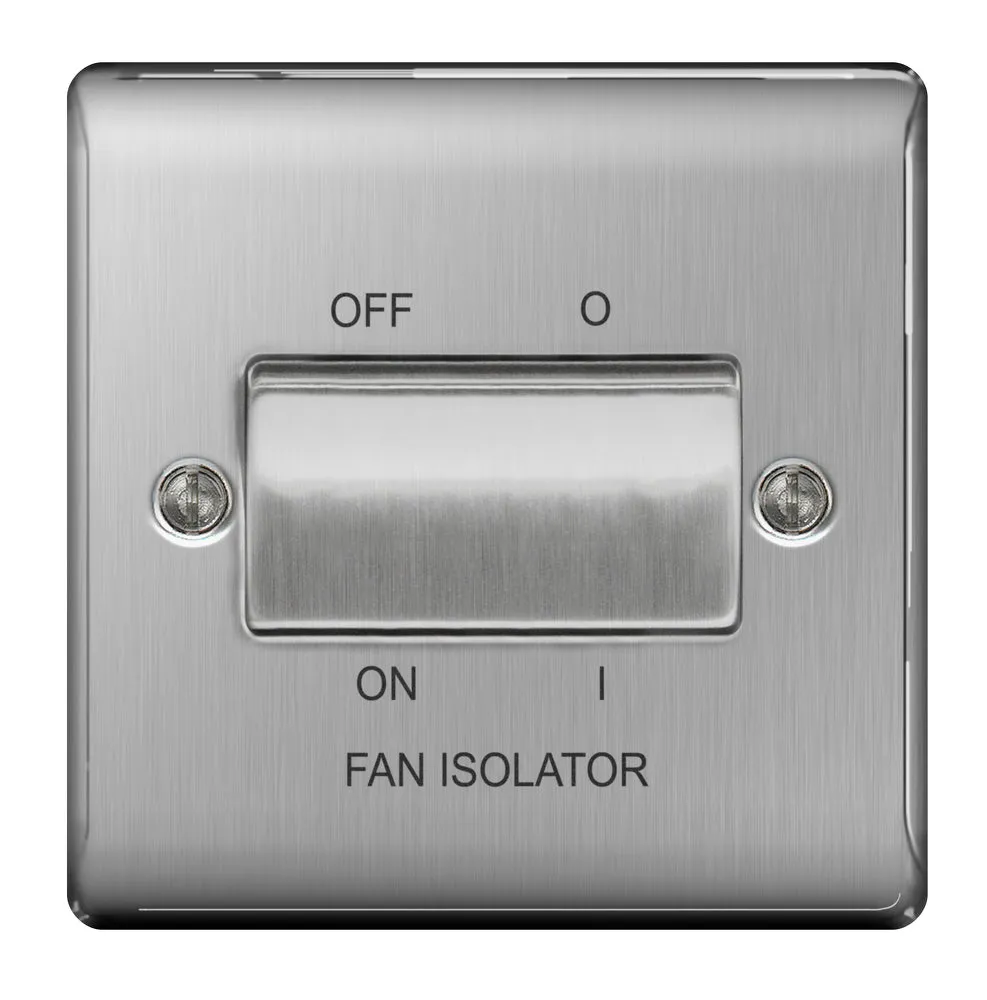 BG NBS15 Nexus Metal Fan Isolator Switch TP 10A - Brushed Steel