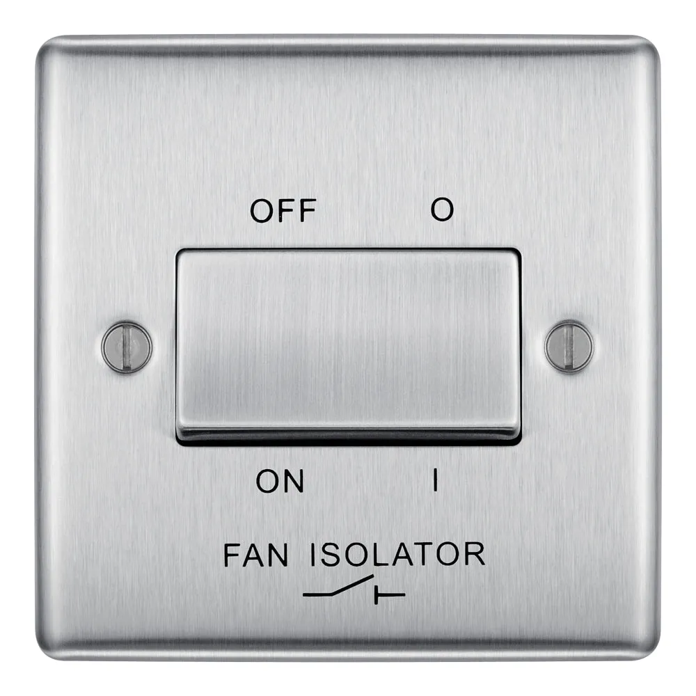 BG NBS15 Nexus Metal Fan Isolator Switch TP 10A - Brushed Steel