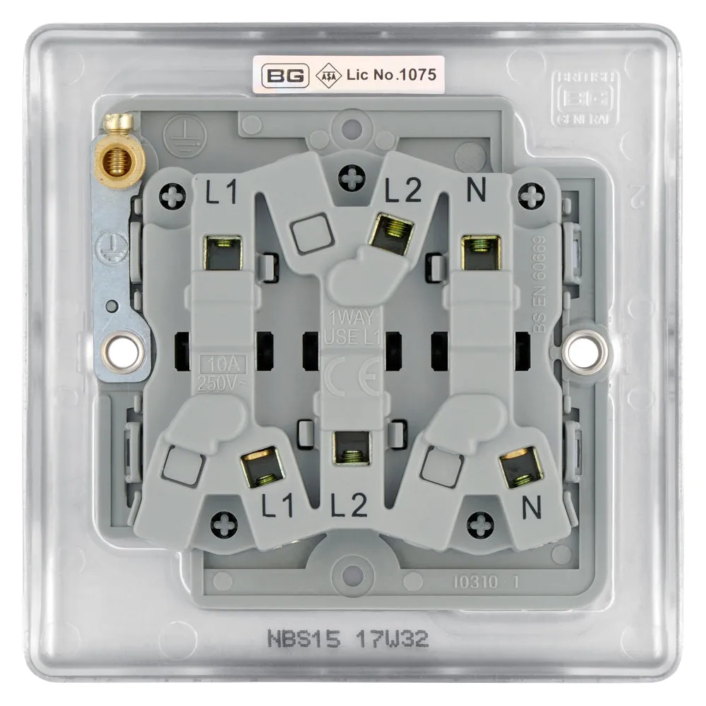 BG NBS15 Nexus Metal Fan Isolator Switch TP 10A - Brushed Steel