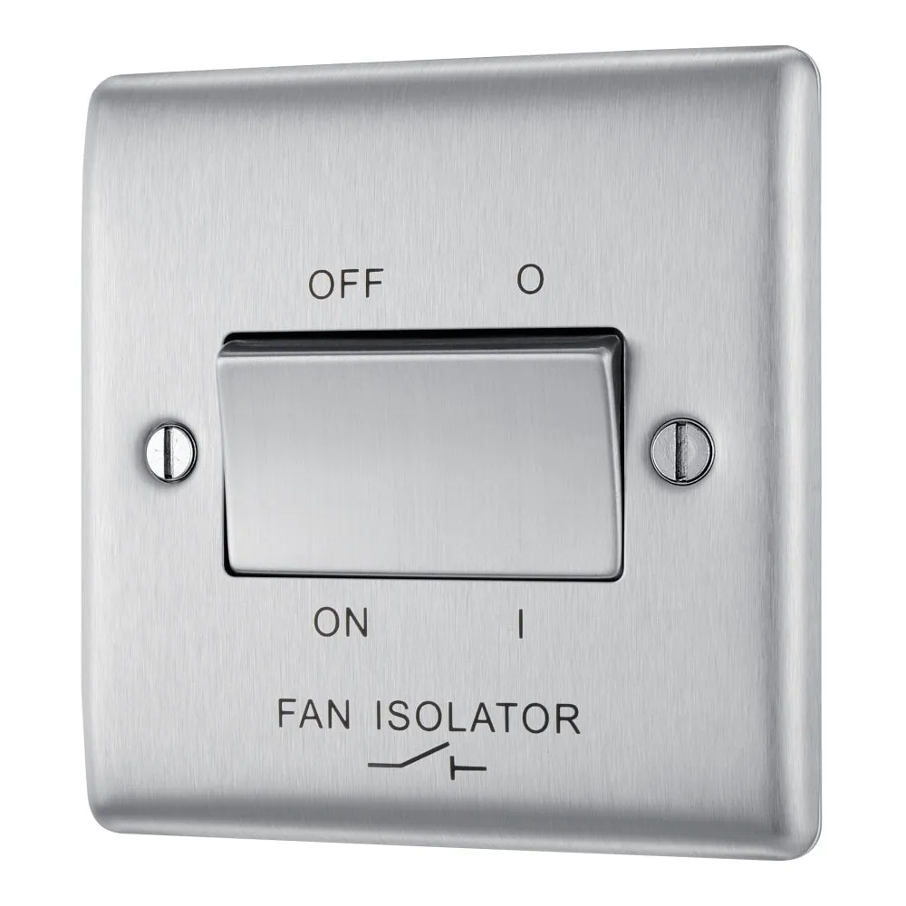BG NBS15 Nexus Metal Fan Isolator Switch TP 10A - Brushed Steel
