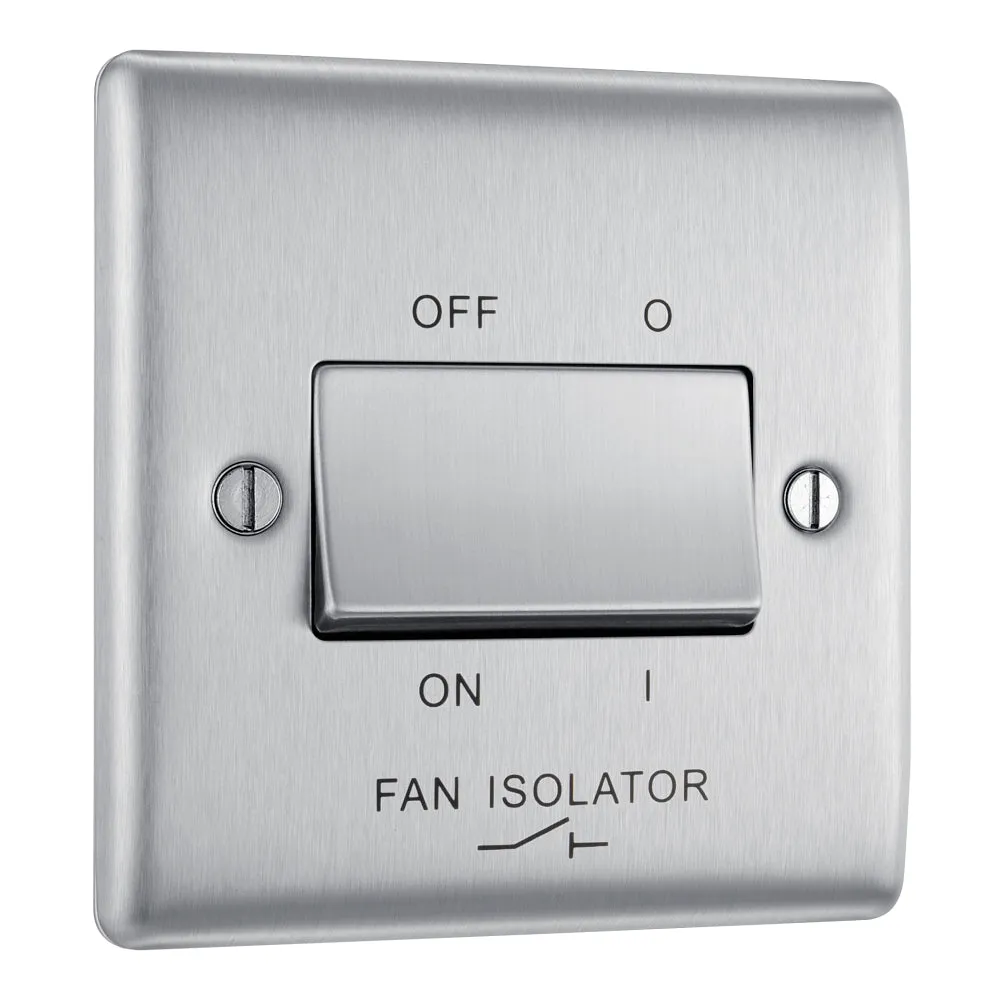 BG NBS15 Nexus Metal Fan Isolator Switch TP 10A - Brushed Steel