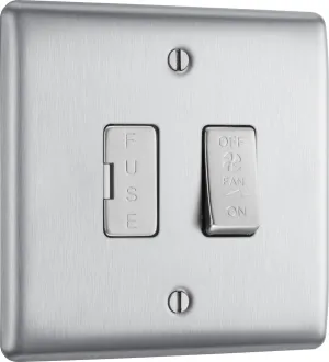 BG NBS15F Nexus Metal Triple Pole Fused Fan Isolator Switch 10A - Brushed Steel