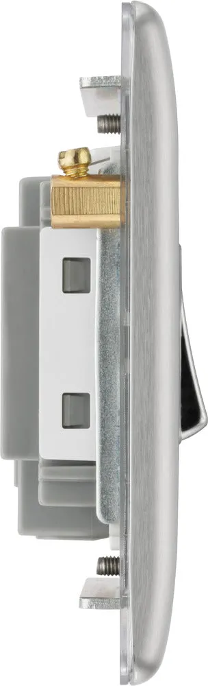 BG NBS15F Nexus Metal Triple Pole Fused Fan Isolator Switch 10A - Brushed Steel