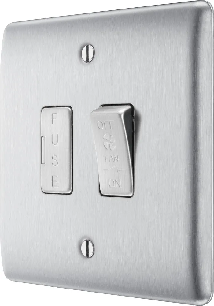BG NBS15F Nexus Metal Triple Pole Fused Fan Isolator Switch 10A - Brushed Steel
