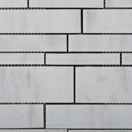 Bianco Venatino Marble Polished Random-Strip Mosaic Tile on Mesh - Lot of 50 sq. ft.