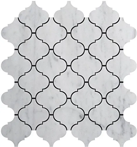 Bianco White Carrara Premium Italian Polished Marble Mosaic Tiles 1 Square Feet (LUXURY MOSAIC)