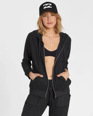 Billabong Women's Stayin' In Plush Fleece Zip Up Hoodie | Charcoal