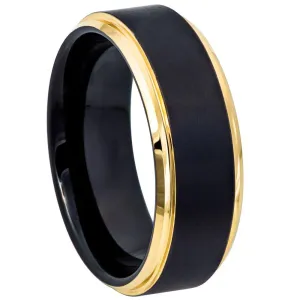 Black & Yellow Gold IP Brushed Center Step Edge - 8mm