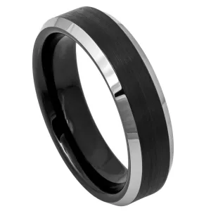 Black IP Plated Brushed Center High Polished Steel Color Beveled Edge - 6mm