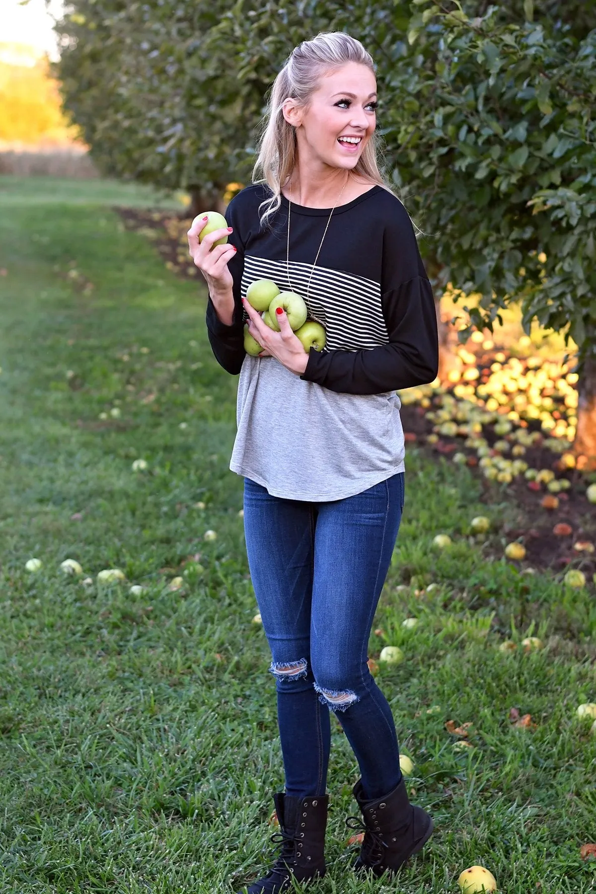 Black Striped Colorblock top