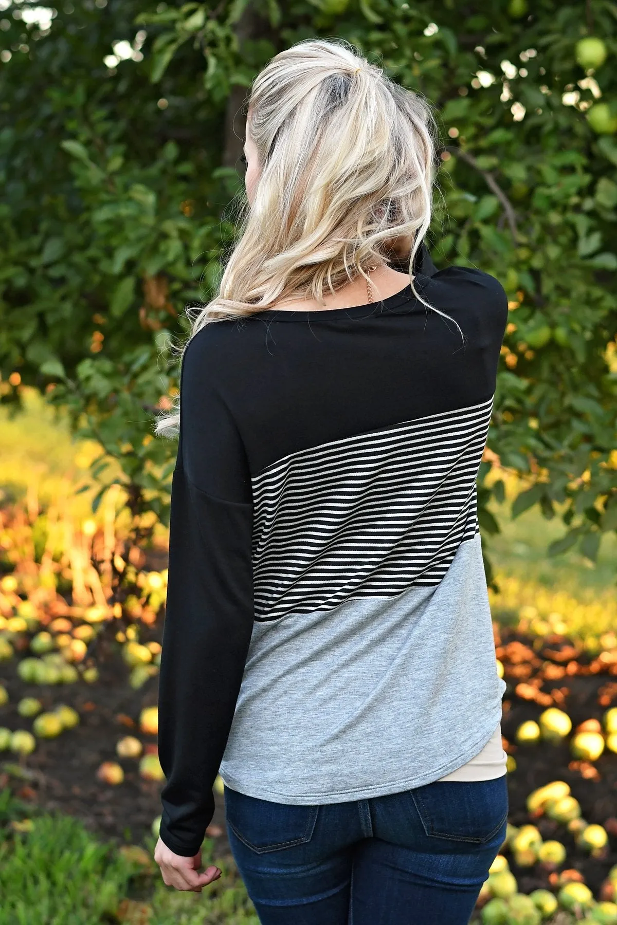 Black Striped Colorblock top