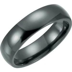 Black Titanium 6 mm Domed Polished Band Size 7.5