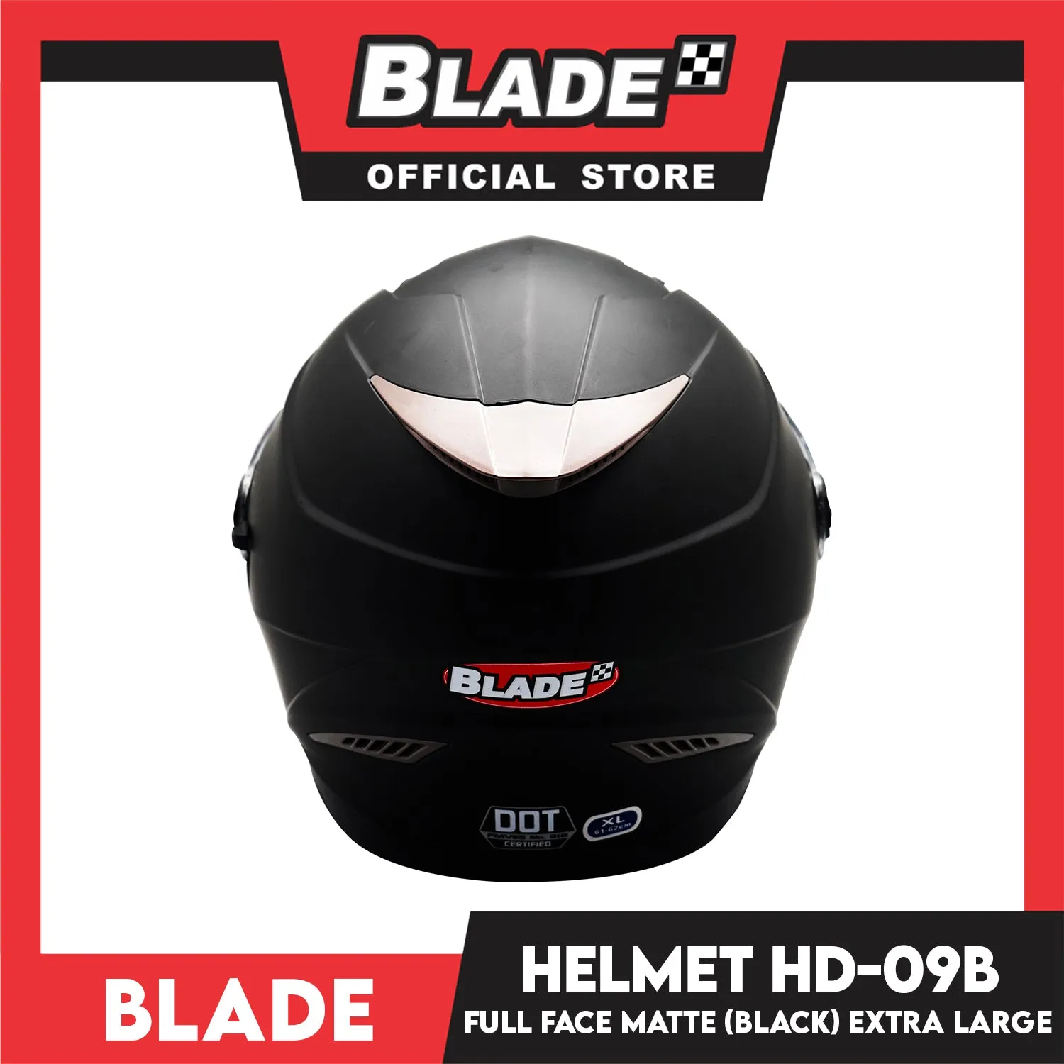 Blade Helmet Full Face HD-09B Black Matte (Extra Large)