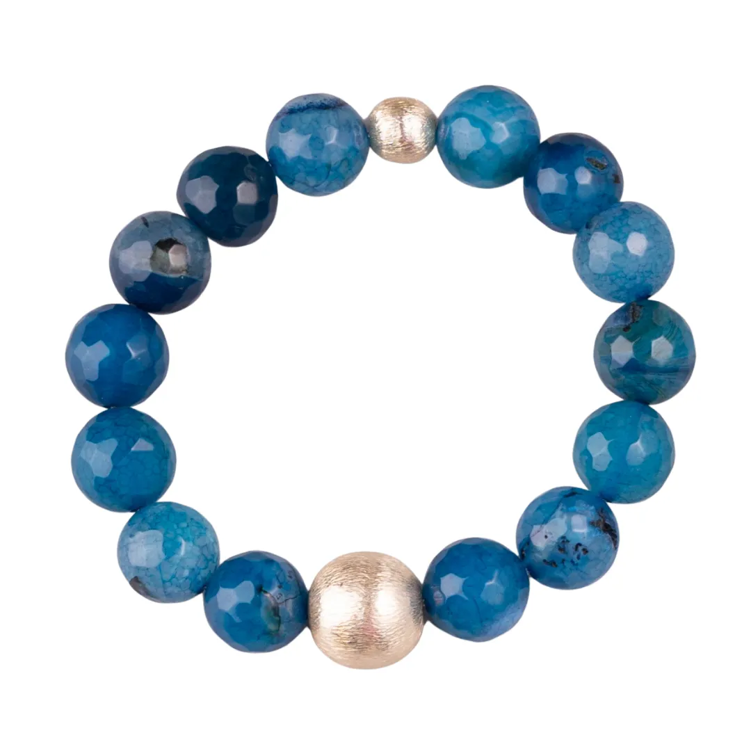 Blue Agate, Gold Brushed Ball