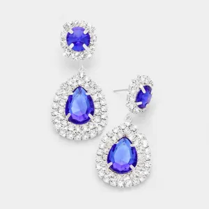 Blue Crystal Teardrop Earrings | 236361