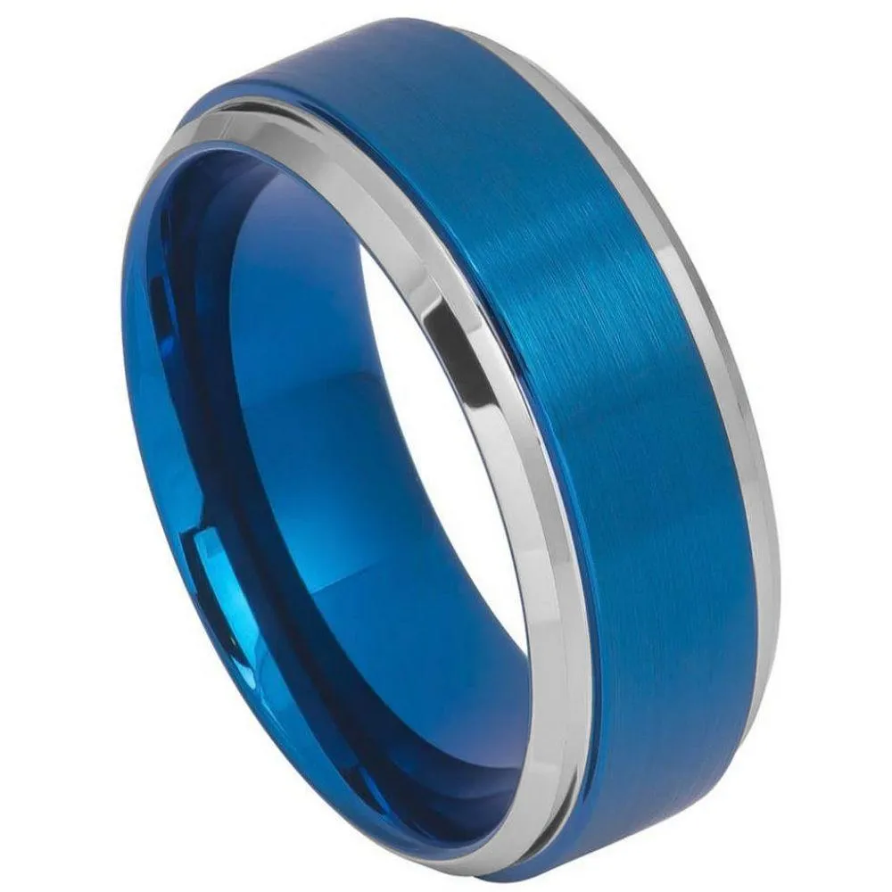 Blue I Brushed Center High Polish Stepped/Beveled Edge - 9mm