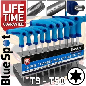 BLUESPOT 10PCS T HANDLE TORX KEY SET T9 - T50