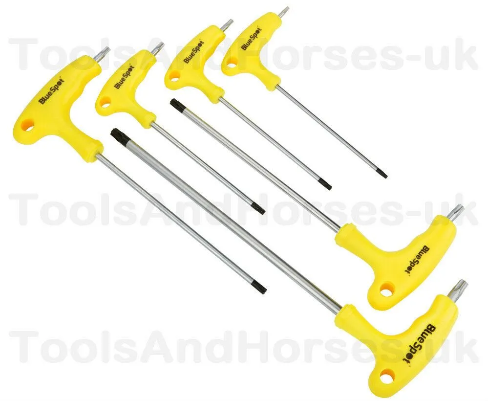 BLUESPOT 6PCS MAGNETIC T HANDLE TORX KEY SET T10 - T40