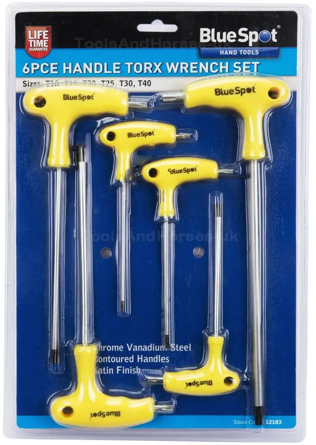 BLUESPOT 6PCS MAGNETIC T HANDLE TORX KEY SET T10 - T40