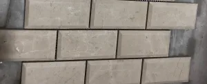Botticino Marble 2X4 Deep-Beveled Polished Brick Mosaic Tile
