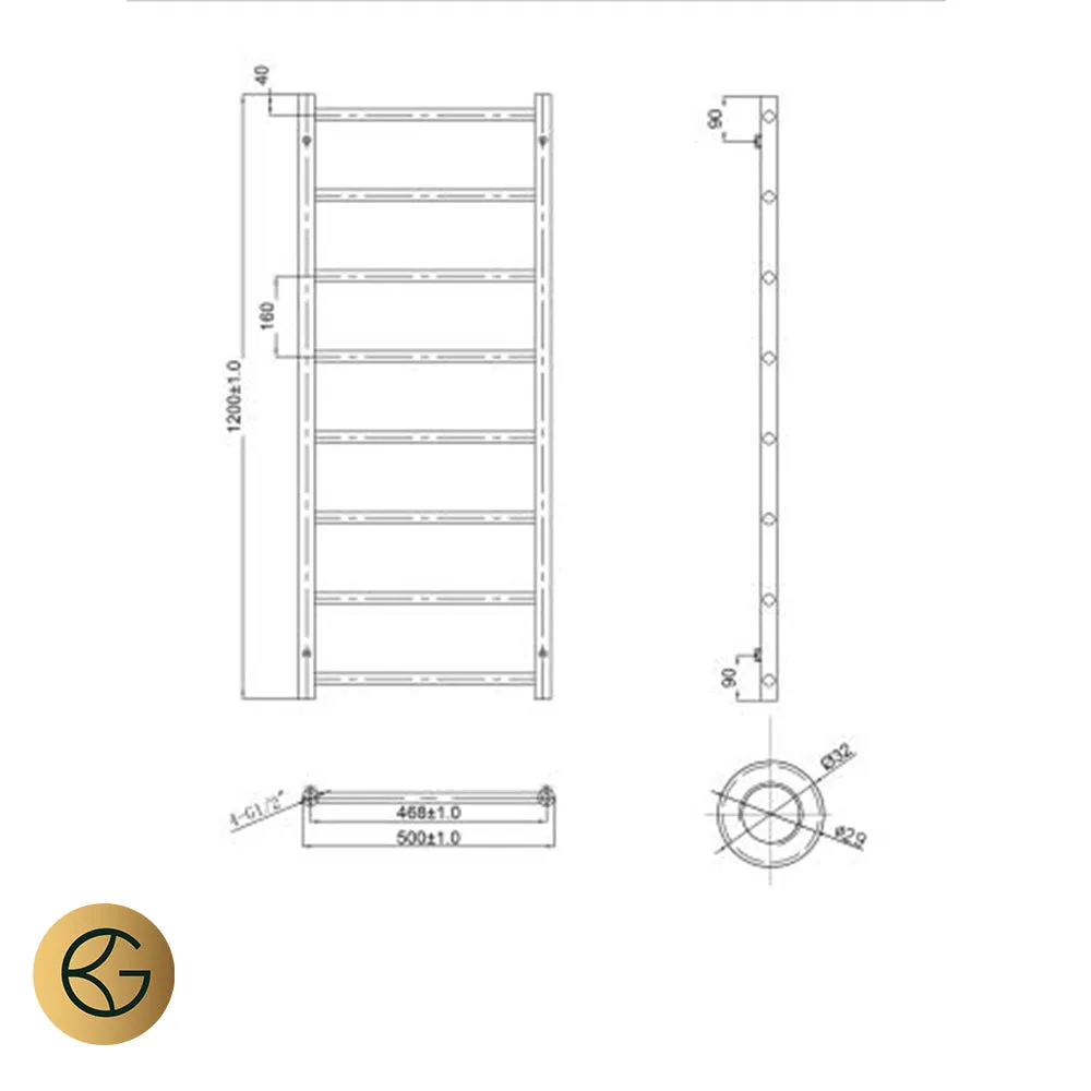 Bronze Towel Radiator 1200mm x 500mm – Dual Fuel