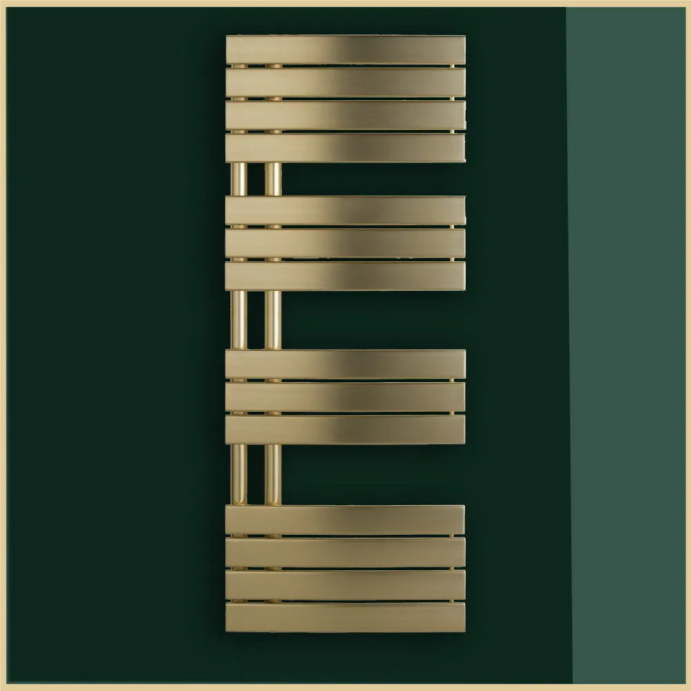 Brushed Brass Towel Rail with Flat Panel – 1400mm x 550mm