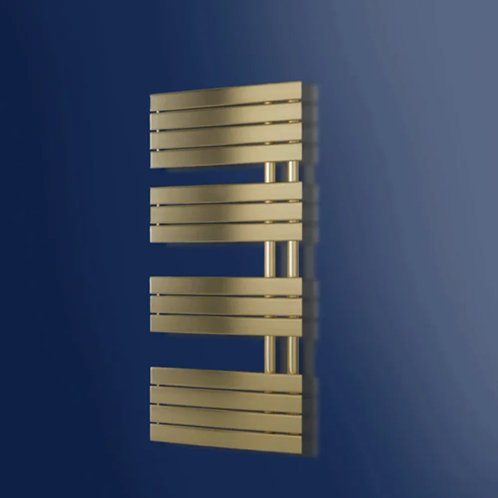 Brushed Brass Towel Rail with Flat Panel – 1400mm x 550mm