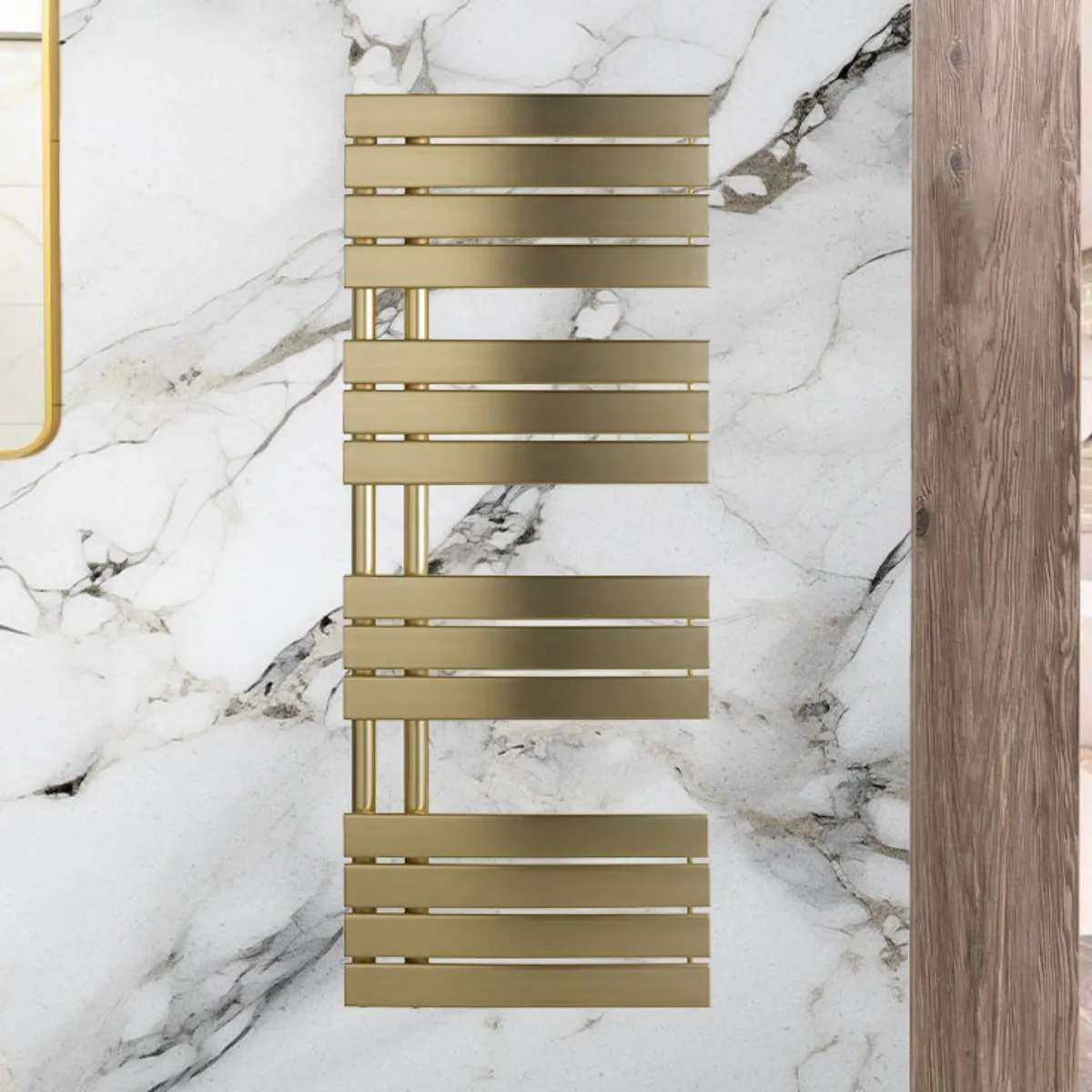 Brushed Brass Towel Rail with Flat Panel – 1400mm x 550mm
