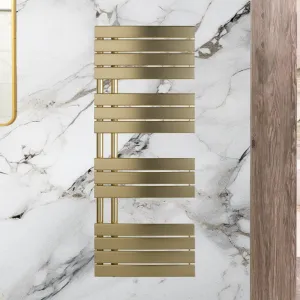 Brushed Brass Towel Rail with Flat Panel – 1400mm x 550mm