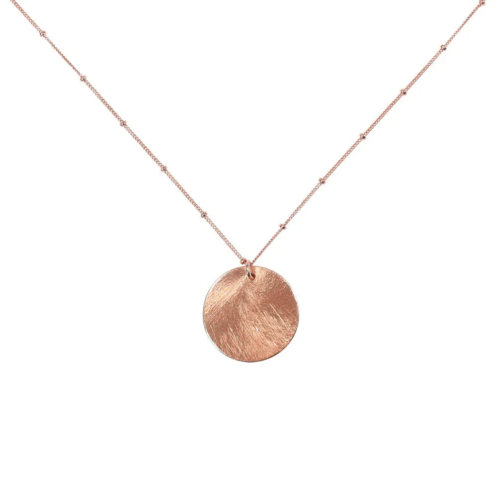 Brushed Disc on Ball Chain Necklace
