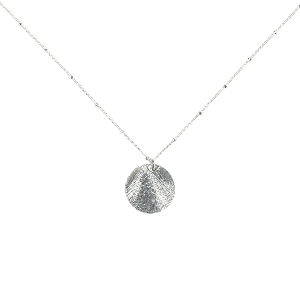 Brushed Disc on Ball Chain Necklace
