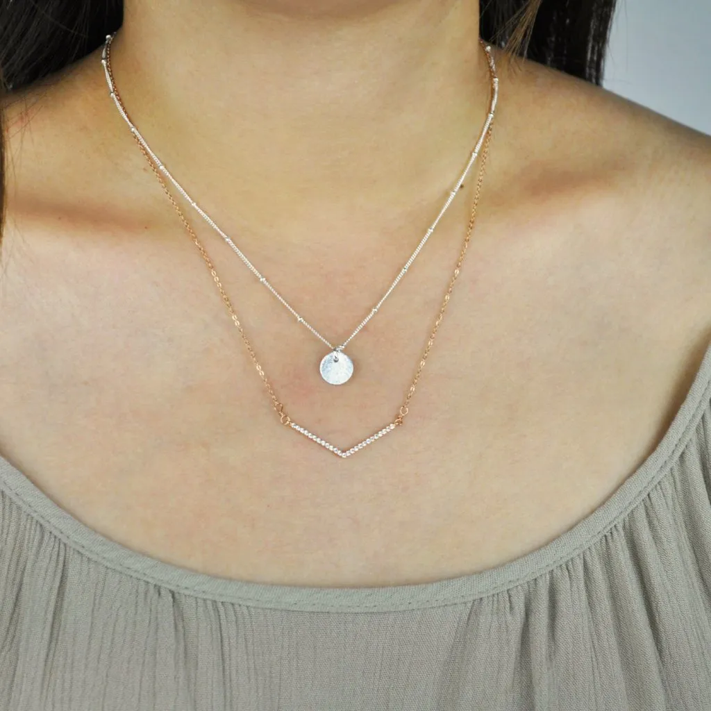 Brushed Disc on Ball Chain Necklace