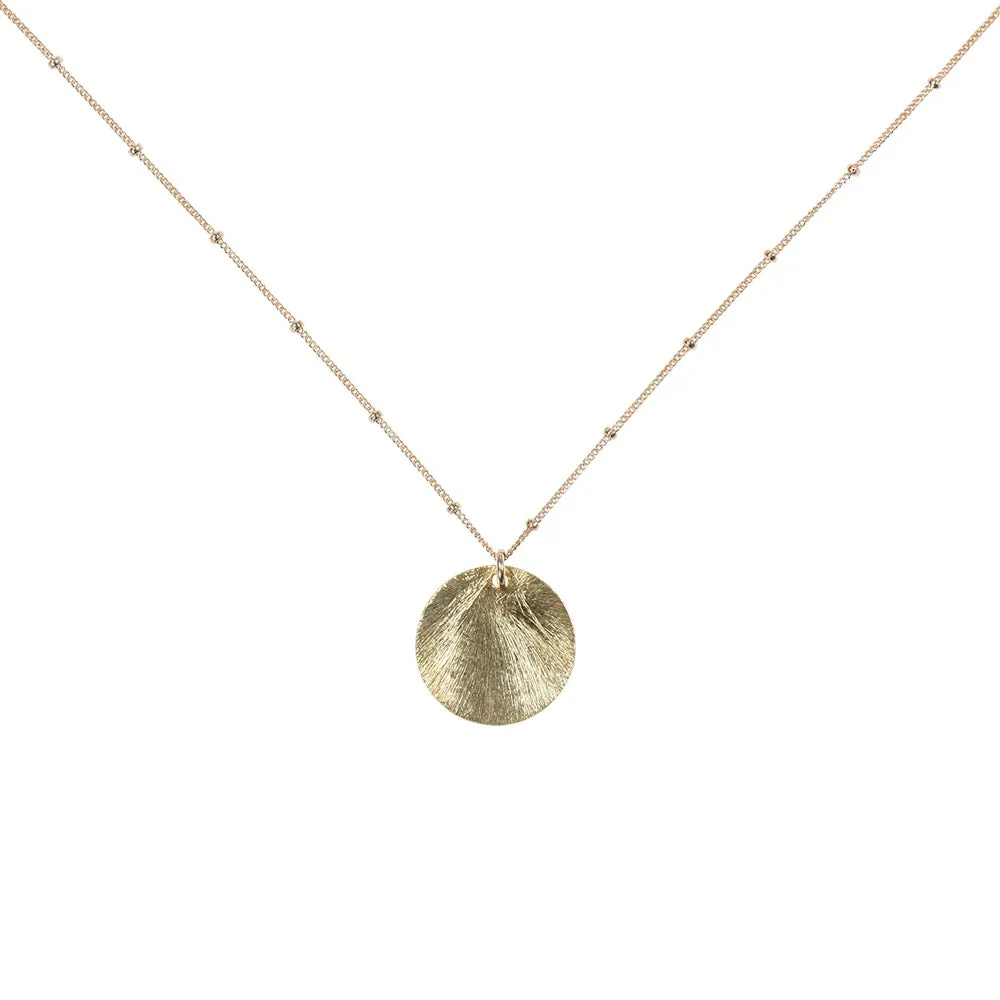 Brushed Disc on Ball Chain Necklace