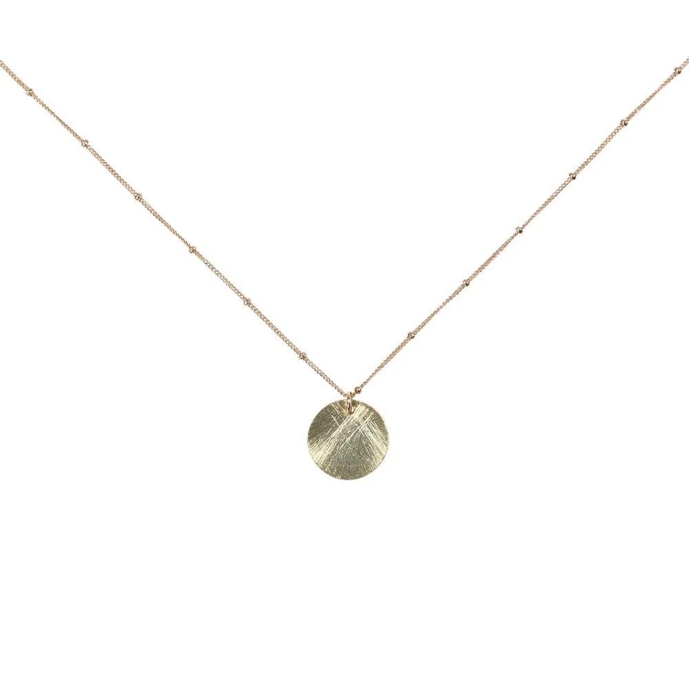 Brushed Disc on Ball Chain Necklace
