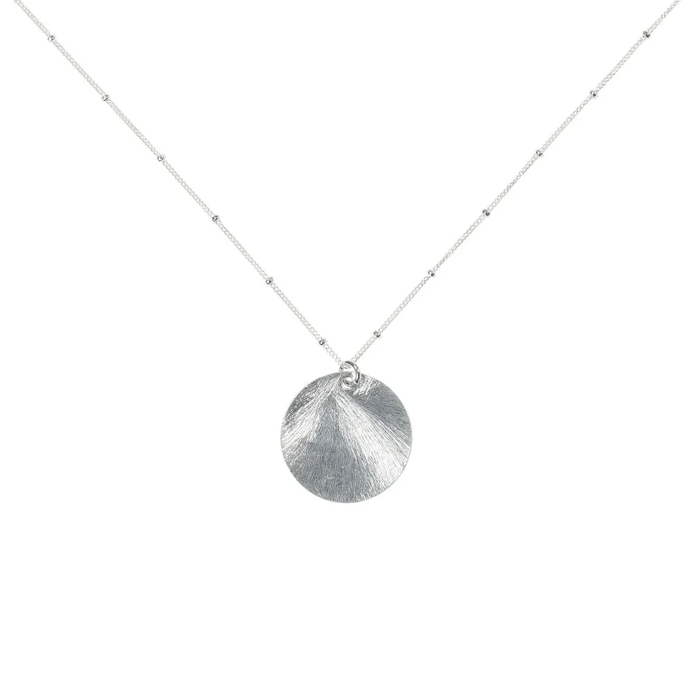 Brushed Disc on Ball Chain Necklace