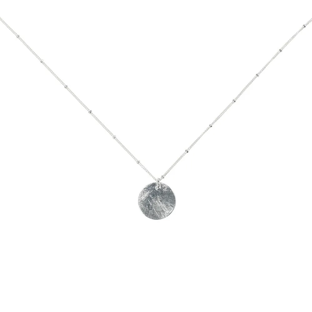 Brushed Disc on Ball Chain Necklace