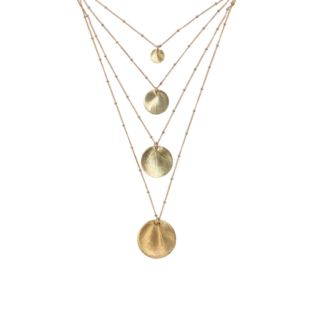 Brushed Disc on Ball Chain Necklace