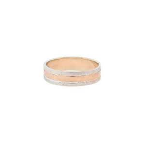 Brushed Finish Two-Tone 14K Gold Men's Wedding Ring