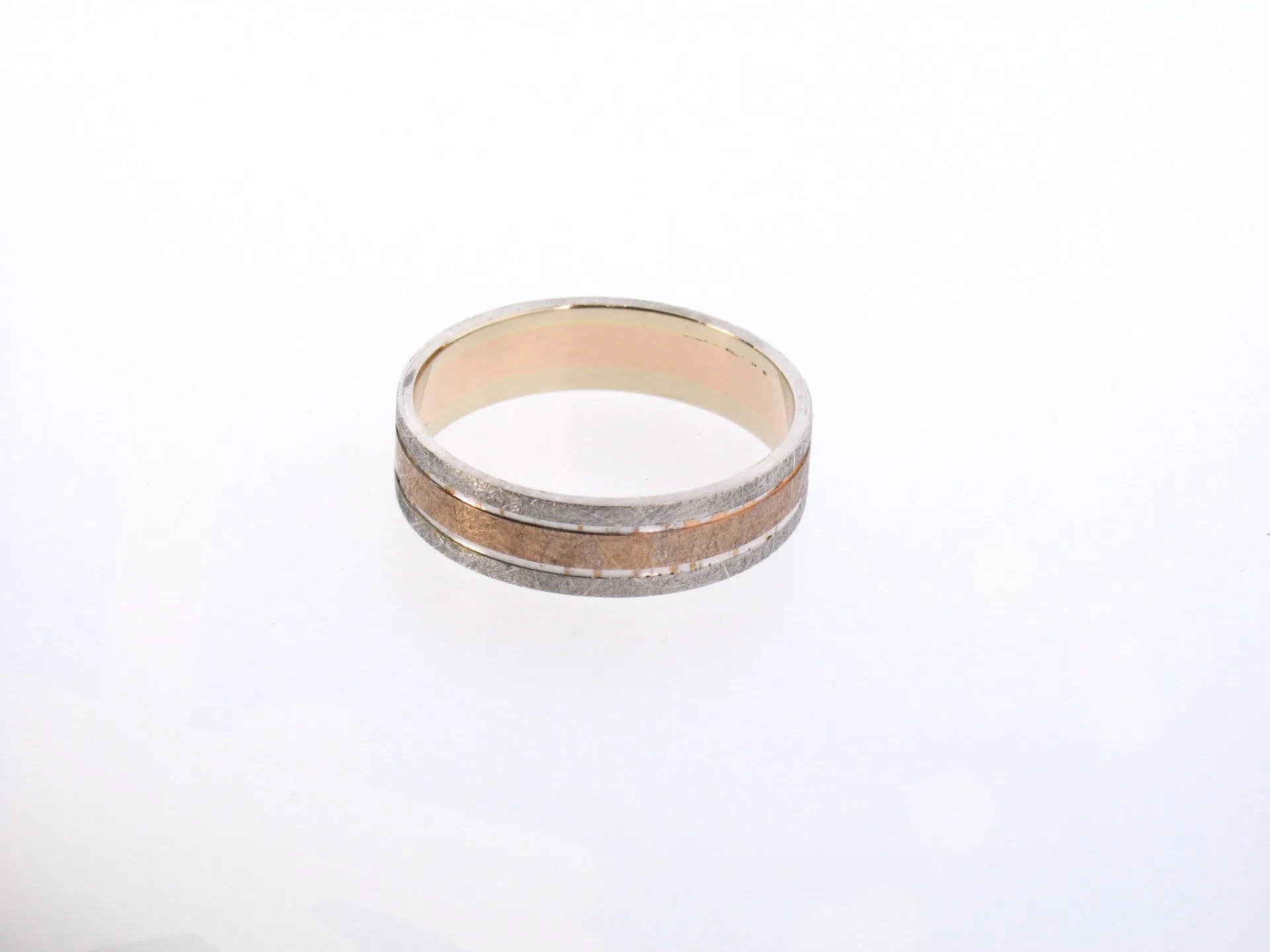 Brushed Finish Two-Tone 14K Gold Men's Wedding Ring