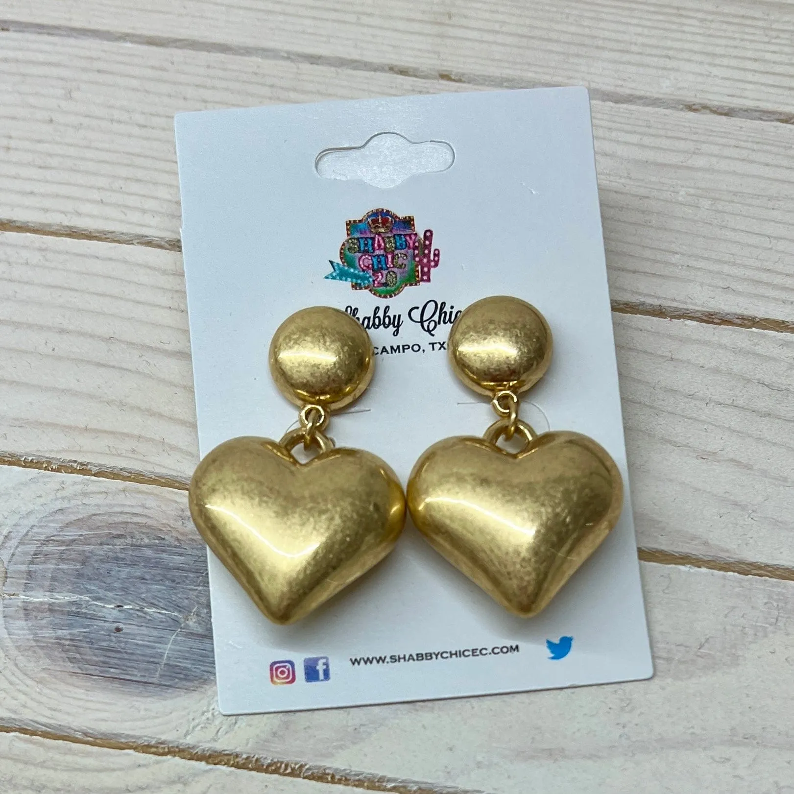 Brushed Gold Heart Earrings
